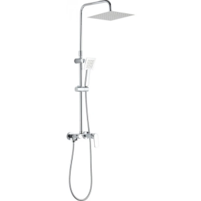 Душ комплект Penelope с тръбно окачване, квадратна пита и квадратна слушалка, шлаух и смесител