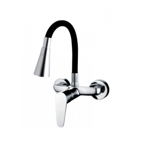 Едноръкохватков смесител за кухня с черно гъвкаво тяло Evelin