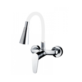 Едноръкохватков смесител за кухня с бяло гъвкаво тяло Sandra Едноръкохватков смесител за кухня с бяло гъвкаво тяло Sandra