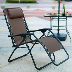 Сгъваем шезлонг кафяв Zero gravity 173x67x110 см Сгъваем шезлонг кафяв Zero gravity 173x67x110 см