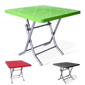 Сгъваема пластмасова маса с метални крака 80 х 80 см