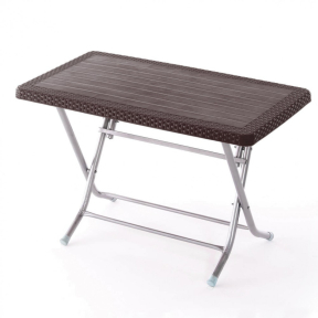 Сгъваема ратанова градинска маса - кафява Сгъваема ратанова градинска маса - кафява