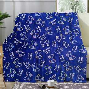 Синьо поларено одеяло, 130х170 см