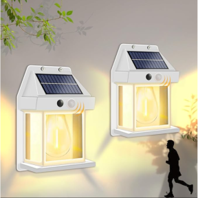 Соларна волфрамова стенна лампа с датчик за движение, бял Соларна волфрамова стенна лампа с датчик за движение, бял