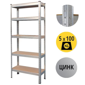 Стелаж 180 x 60 x 30 см, 5х100 кг, безболтов монтаж Стелаж 180 x 60 x 30 см, 5х100 кг, безболтов монтаж