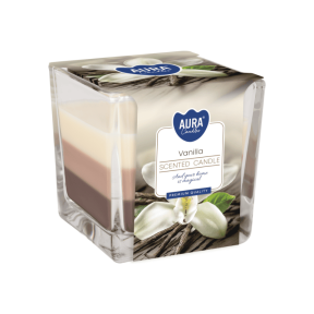  Свещ в чаша, 3 цвята, 8x8x8 см - ванилия