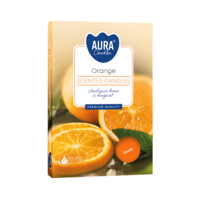 Чаени свещи 6 бр., ø3.9x1.5 см - портокал