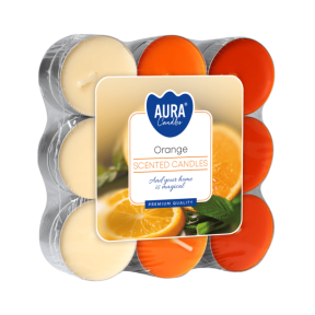 Чаени свещи в алуминиева чашка 18 бр., ø3.9x1.5 см - портокал