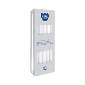 Свещи конус 10 бр., ø2.3x24.5 см - бял