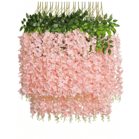 Светлорозови висящи декоративни цветя