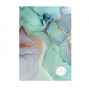 Тетрадка с меки корици, A5, малки квадратчета, 40 листа - зелен мрамор