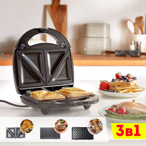 3 в 1 кобиниран тостер за сандвичи, гофрети и понички