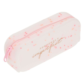 Училищен силиконов несесер с едно отделение, 18x5x7 см. - Розов 